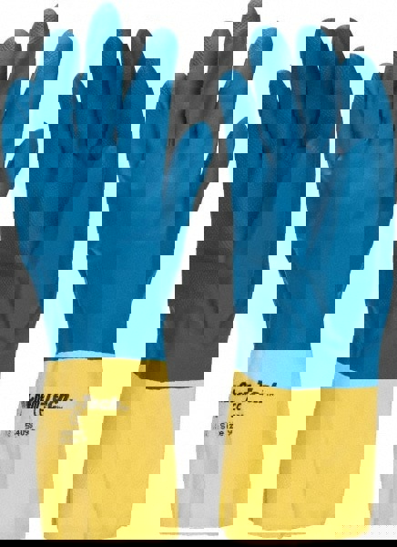 Chemical Resistant Gloves: Large, 28 mil Thick, Latex & Neoprene, Supported